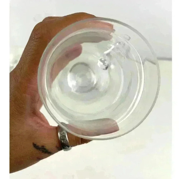 VTG Set of 4 Hand Blown Goblet Style Pedestal Cups Handle Clear Glass 7.5" Tall - Picture 13 of 14